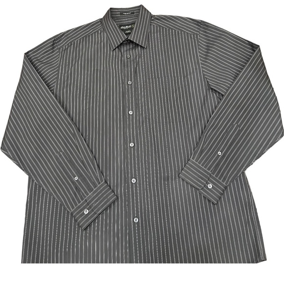 EDDIE Bauer Men’s Gray Stripped Relaxed Fit Button Down Shirt, Size Large. - Picture 2 of 9